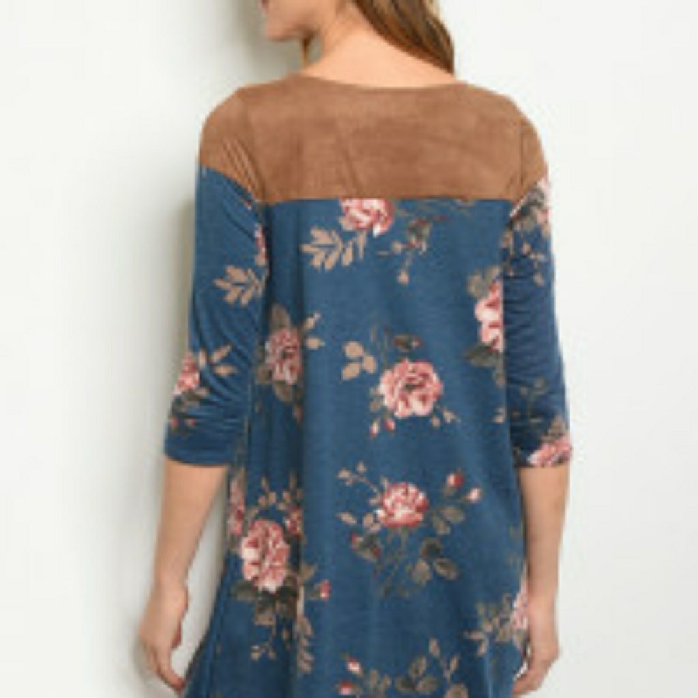 TEAL FLORAL DRESS - Picture 2 of 2